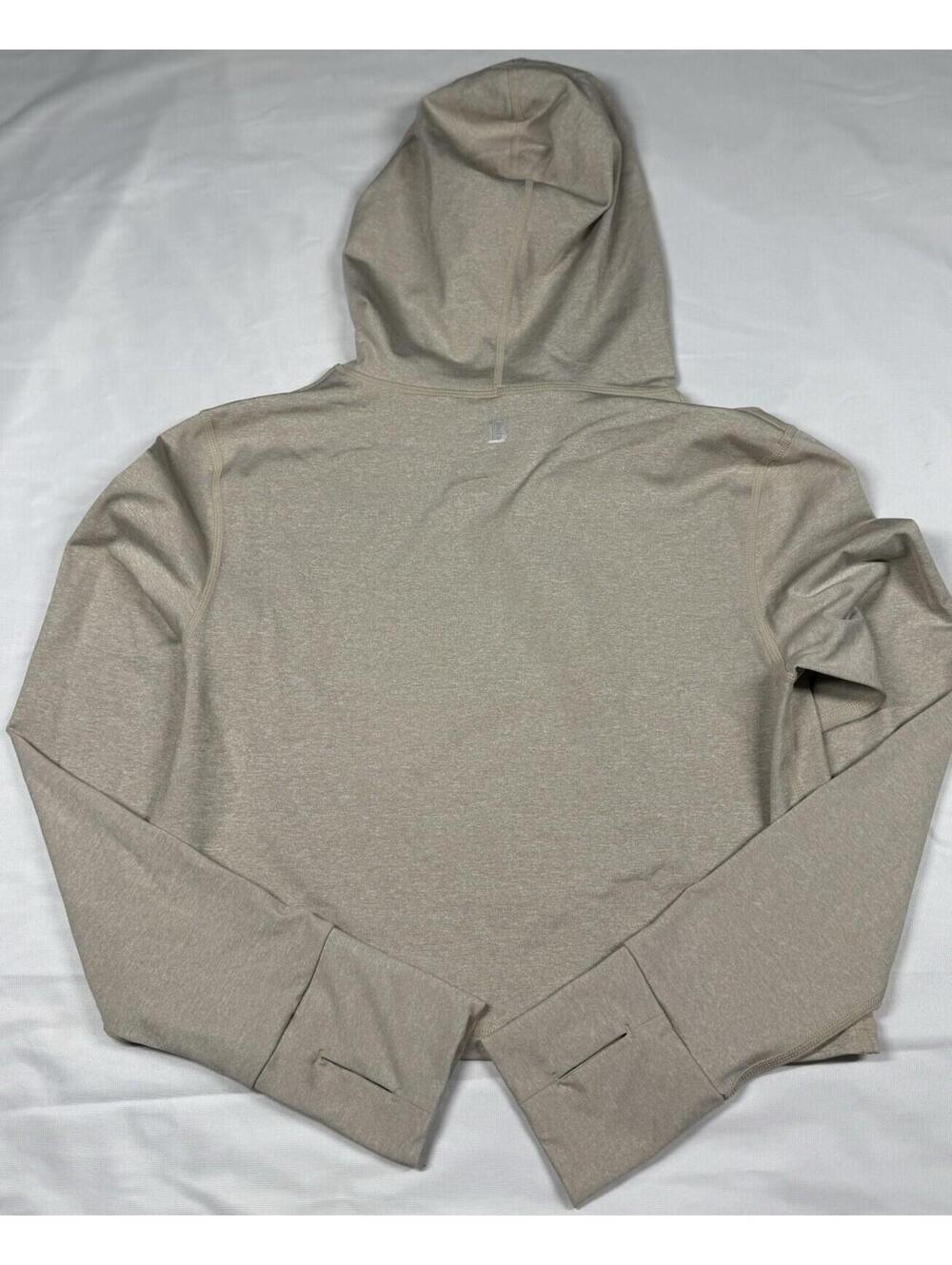 Buff Bunny XL Cream Logo Cropped Hoodie Women's Workout Yoga Fitness Y2K NWOT - Picture 2 of 8